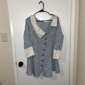 CBR Blue and White Textured Dress